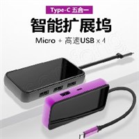 5in1-15 USB C TO MICRO + USB X 4  玻璃鏡面HUB擴展塢